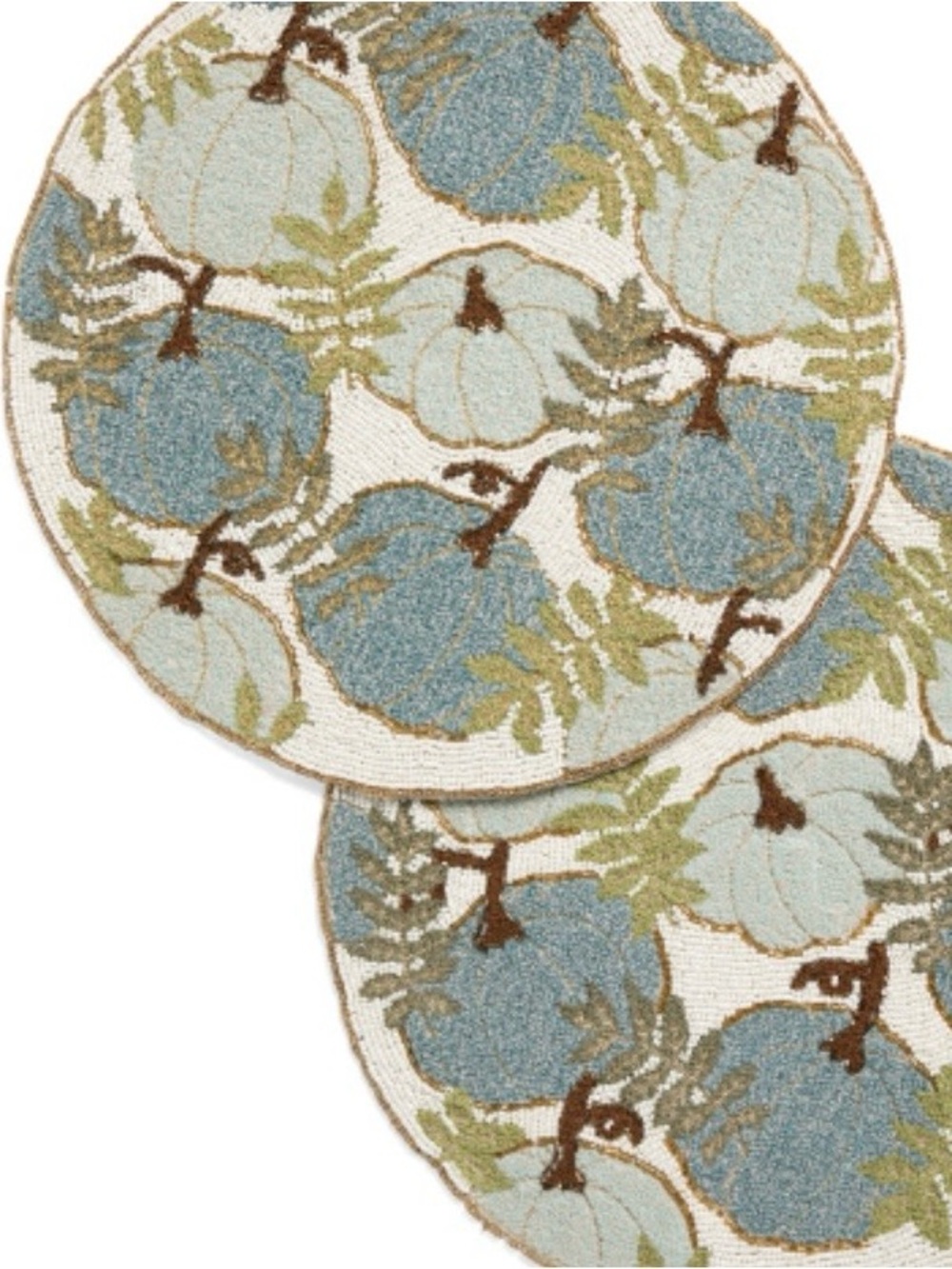 Tahari Round Beaded Blue Pumpkin Charger Set of 2